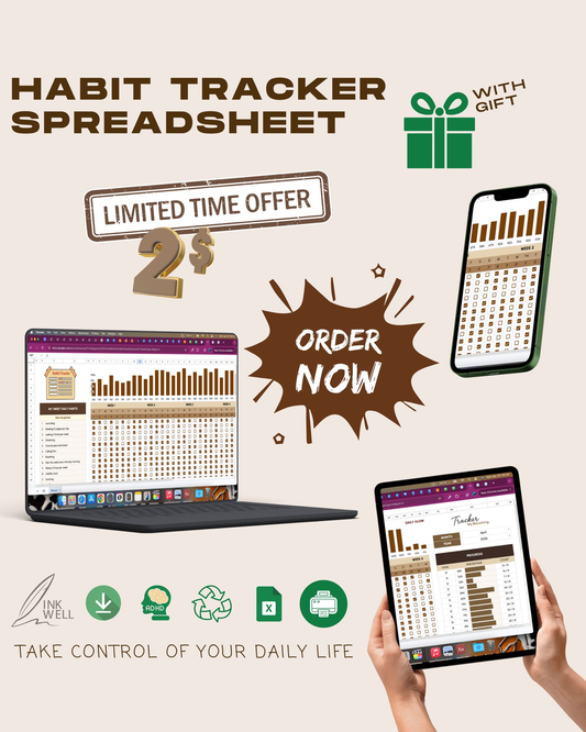 Habit Tracker Spreadsheet (Monthly)