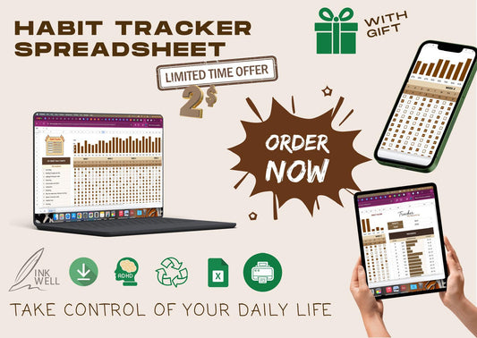 Habit Tracker Spreadsheet (Monthly)